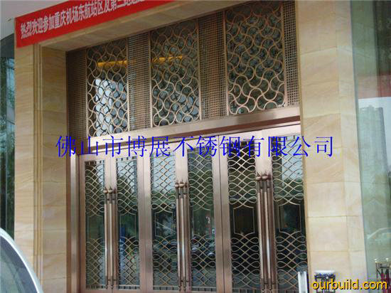 门业图片-不锈钢非标门电镀加工不锈钢大门、玫瑰金不锈钢玻璃大门可按客户要求定制图片